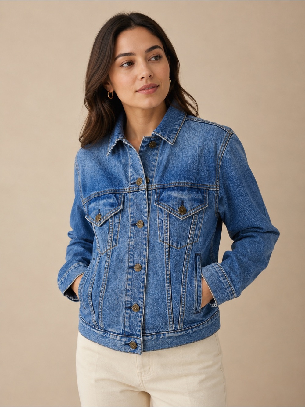 Faherty Denim Jacket Blue Embroidered Sun Waves Button Front US XS